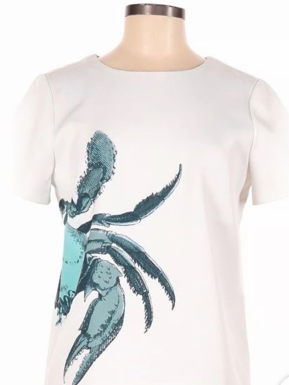 J. Crew White Short-Sleeve Tee with Teal Crab Motif